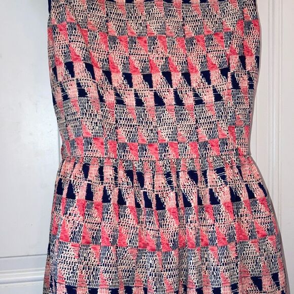 YA LOS ANGELES Pink and Blue Midi Over the Knee Dress Blue Hem Sleeveless Medium - Picture 9 of 14